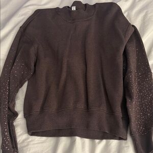 LululemonxSoulCycle Chocolate BrownSweatshirt with Patterned Sleeves